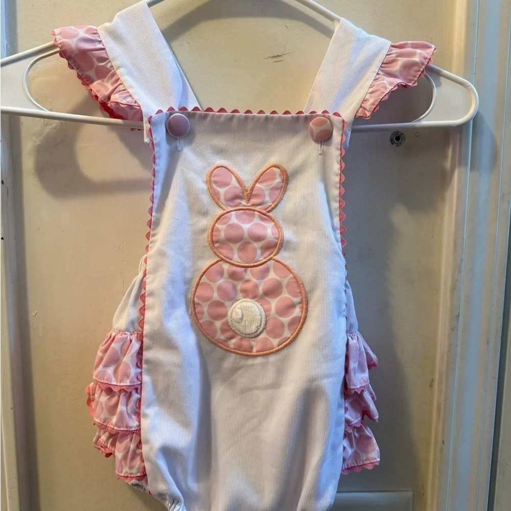 Shrimp & Grits Ruffle Butt Bunny Romper